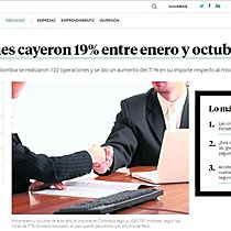 Fusiones cayeron 19% entre enero y octubre